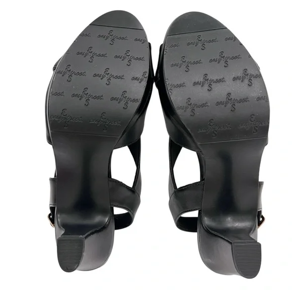 Easy Street Christy Slingback Heeled Sandals Cross Strap Buckle 7.5 Black NEW - Picture 11 of 16